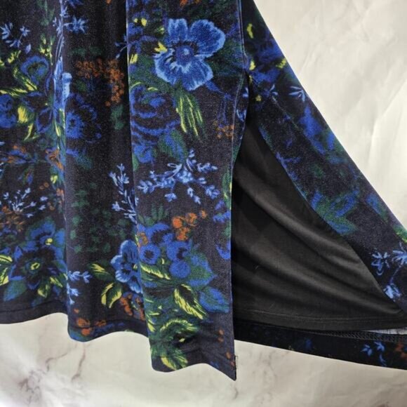 Maeve Dress Womens XS Blue Floral Velvet Midi Keyhole Constance Slit - Picture 10 of 13
